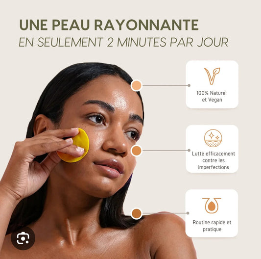 Lingettes nettoyantes au curcuma & acide kojique – Éclat naturel