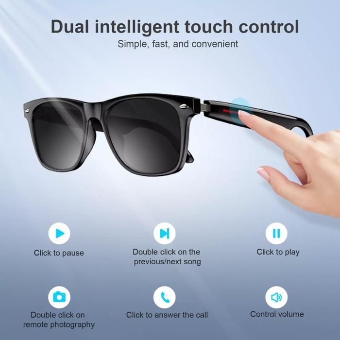 🕶️ Lunettes Intelligentes Tactiles – Contrôle Total au Bout des Doigts